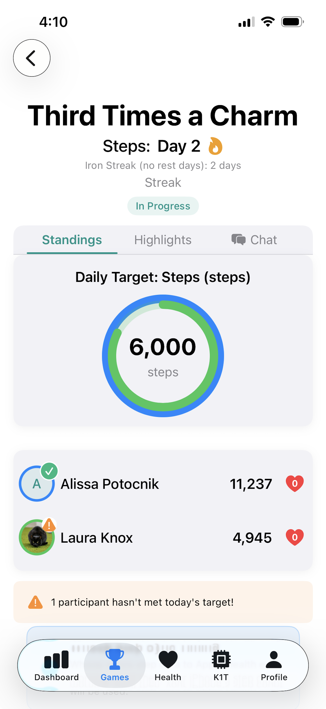 Streak competition with friends